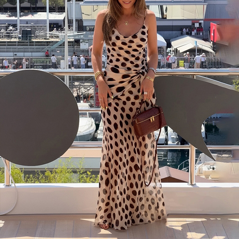 Women's Printed Sleeveless Pleated Maxi Dress