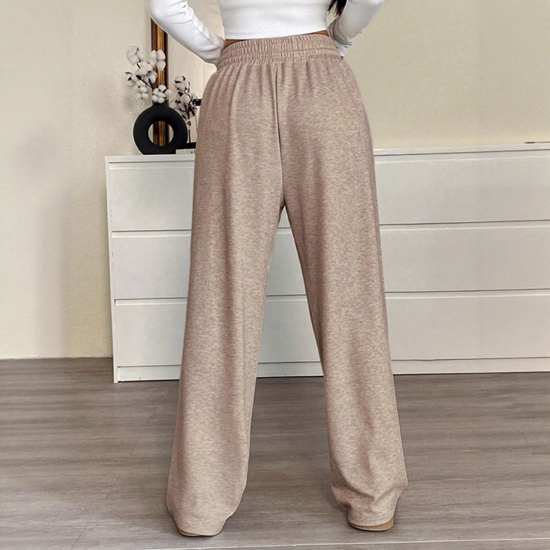 High-Waist Wide-Leg Pants with Pockets and Tie Belt