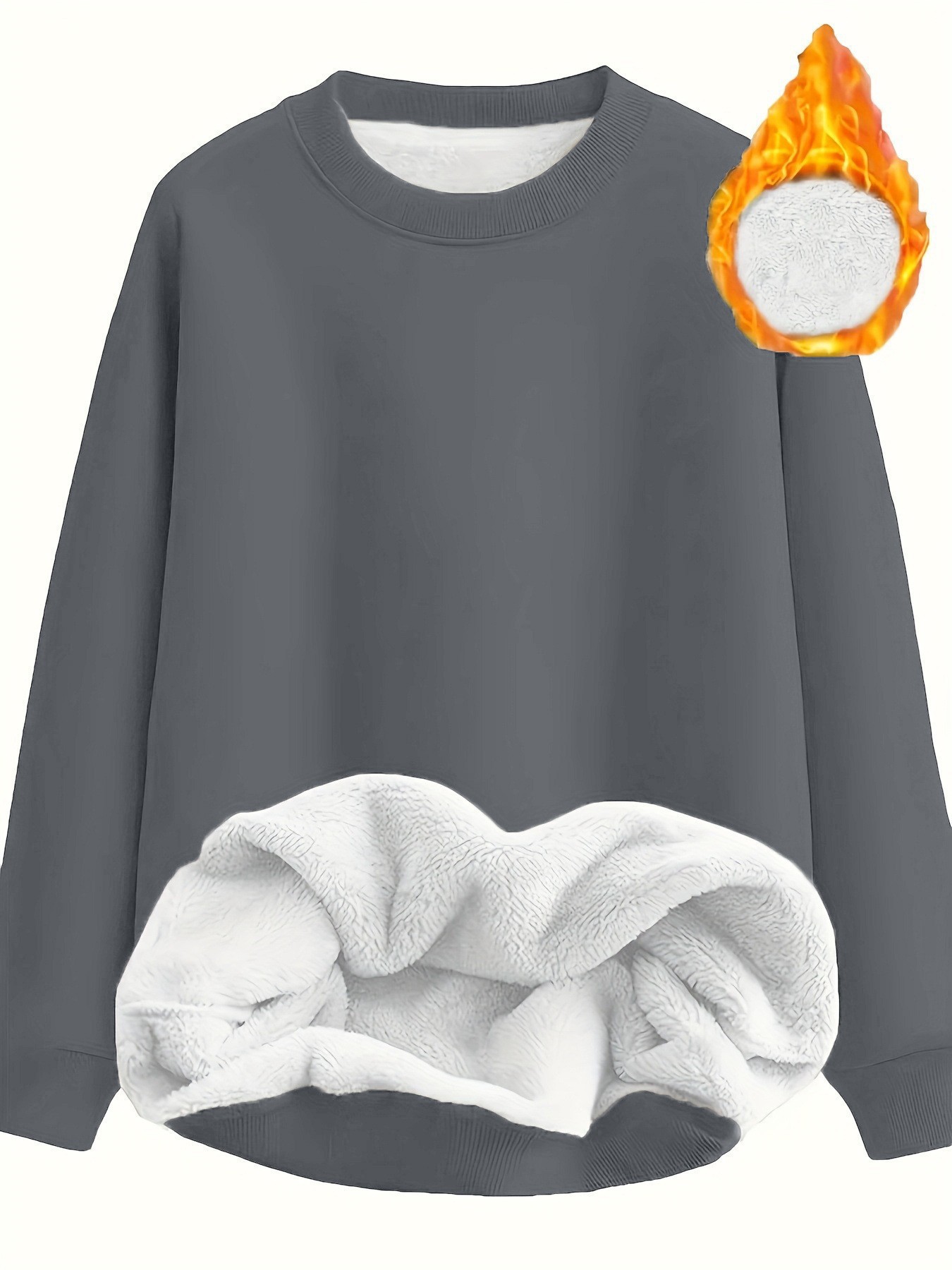 Women's Solid Color Long Sleeve Crewneck Pullover Sweatshirt