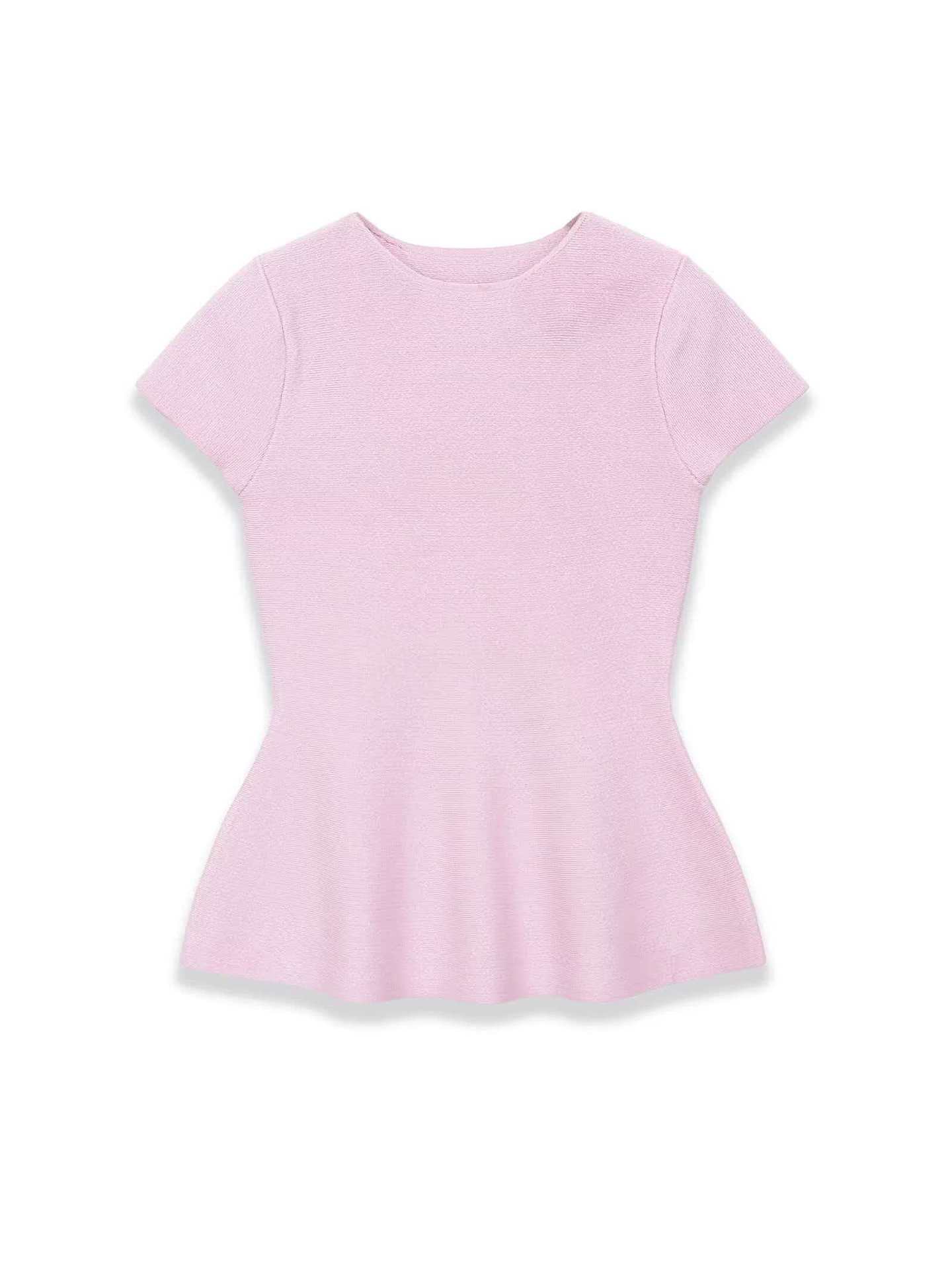Women's Summer Round Neck Short Skirt Hem Knit Top