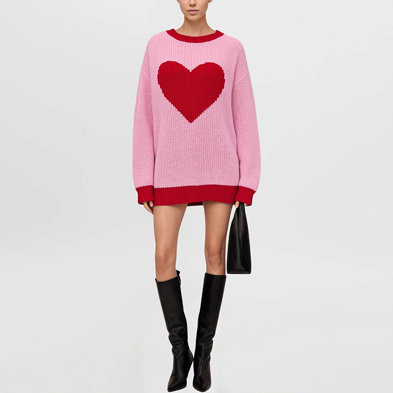 Heart Jacquard Pullover Sweater
