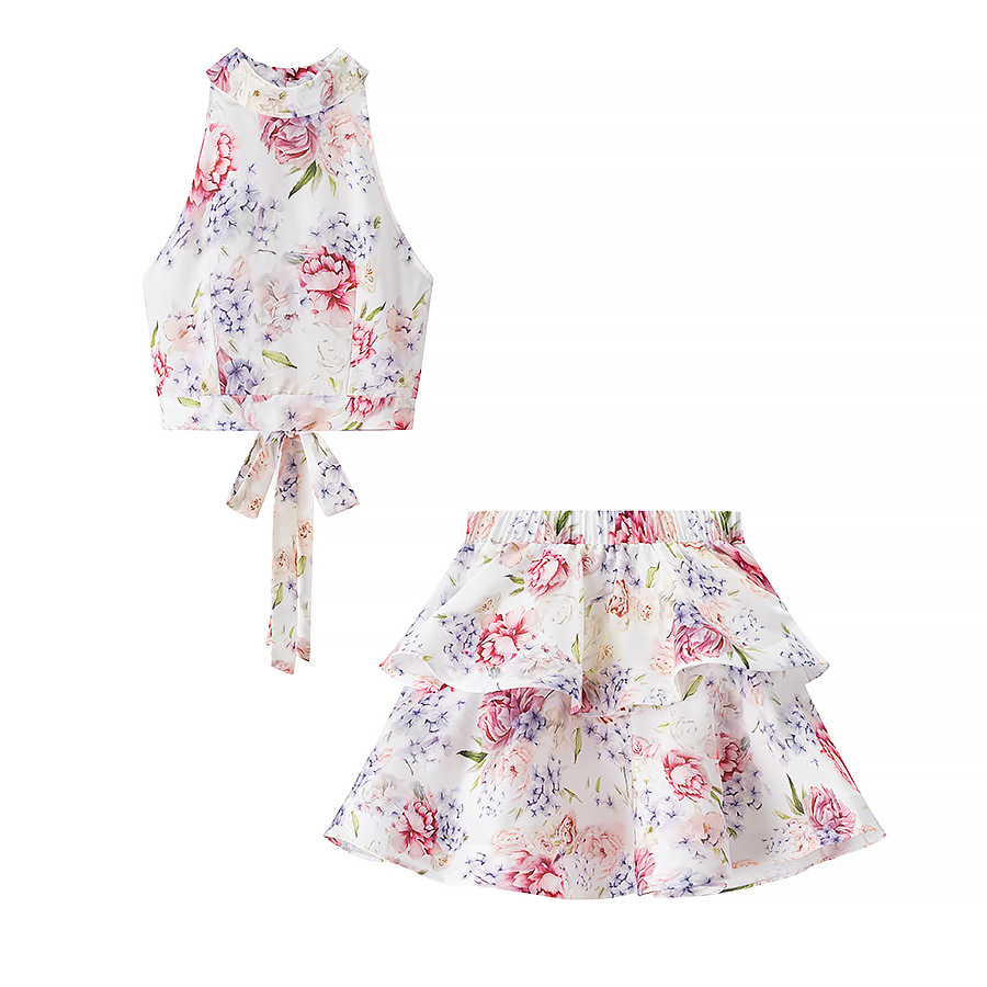 Women's Halter Sleeveless Crop Top and A-Line Mini Skirt Set