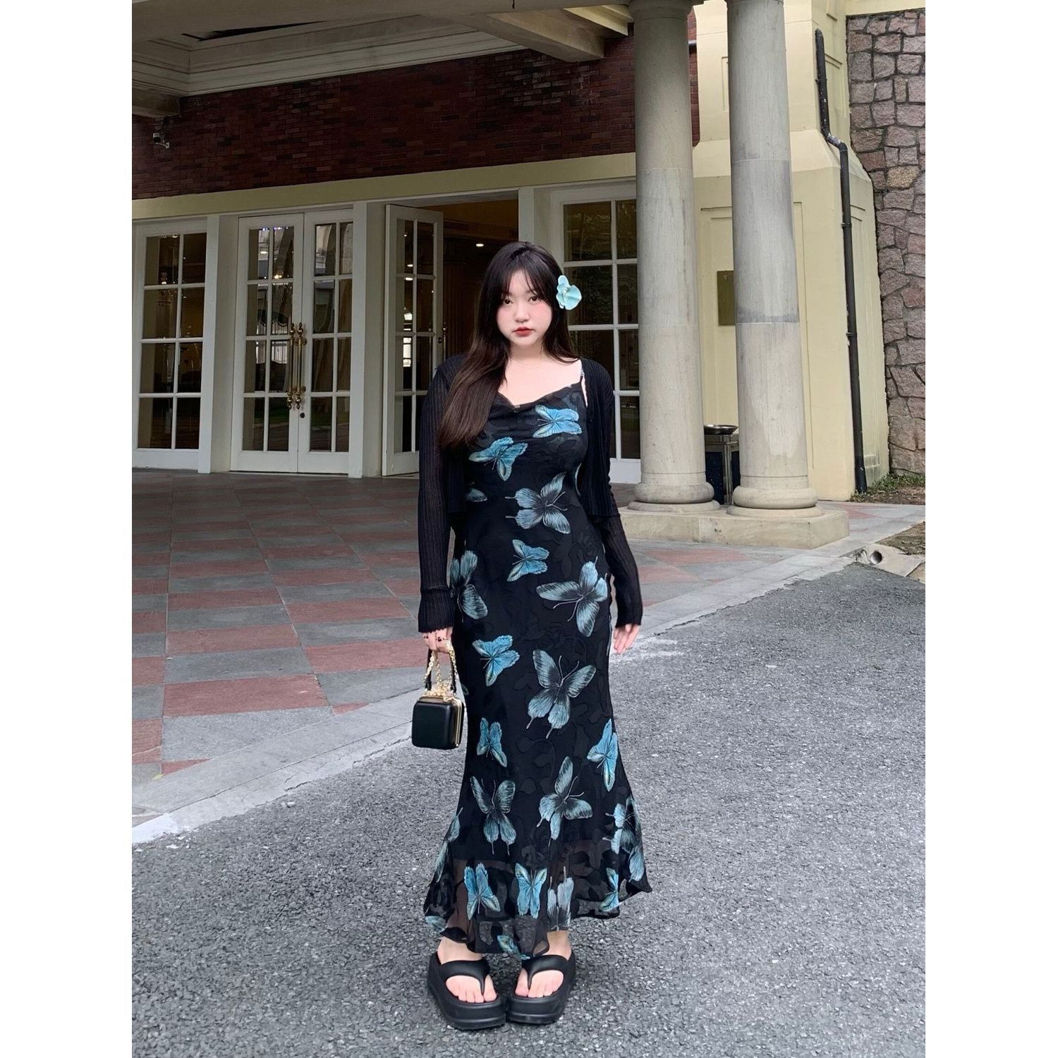 Women's Floral Print Square Neck Bodycon Midi Dress Sleeveless