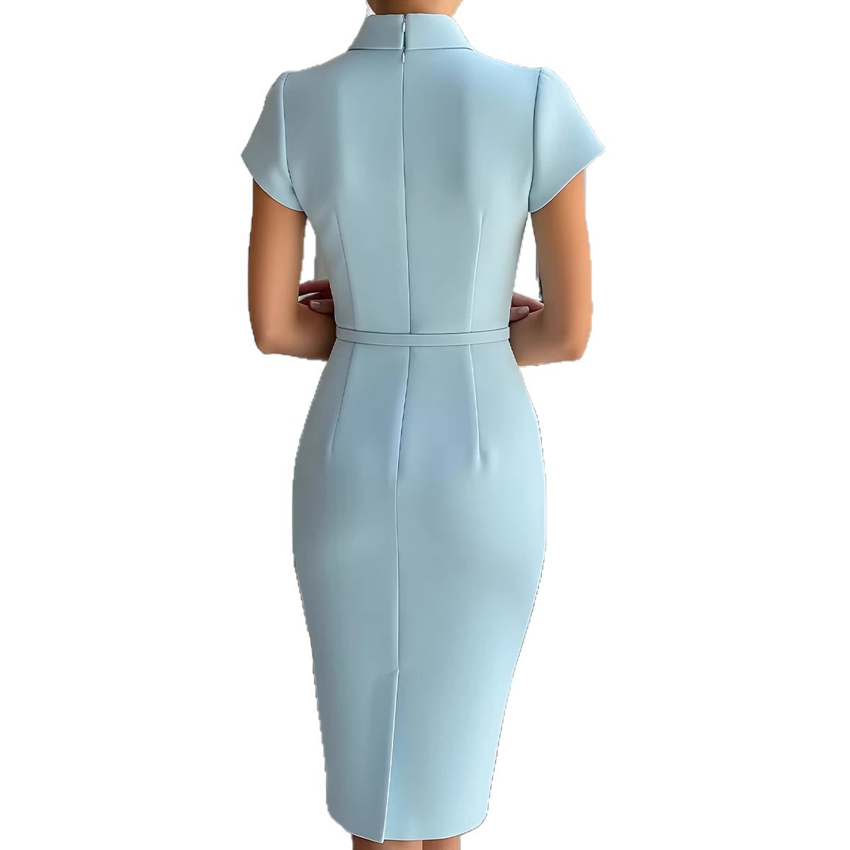 Slim-Fit Bodycon Dress with Decorative Button Detail