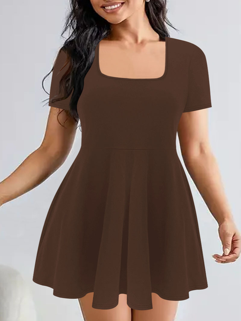 Women's Sexy Low-Cut Two-Piece Dress Set with High Waist and Built-In Shorts