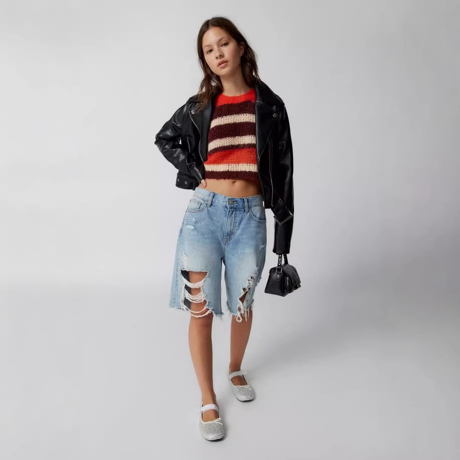 Colorblock Striped Cropped Knit Top