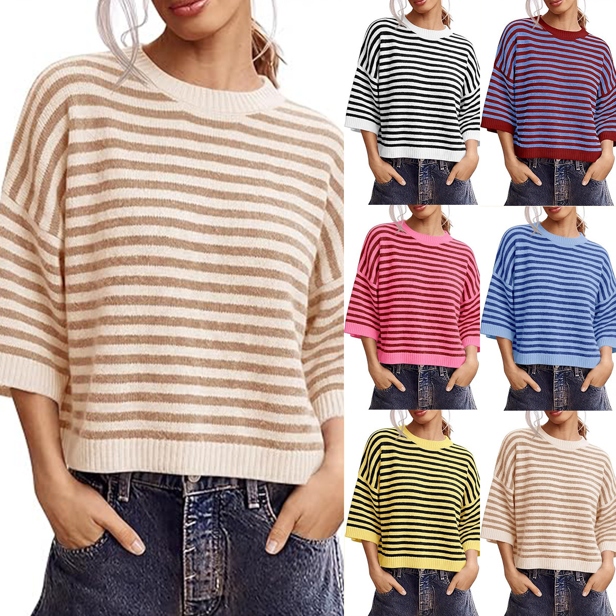 Custom Color-Block Striped Pullover Sweater