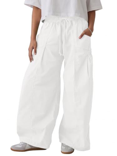Women's Wide-Leg Drawstring Cargo Pants Casual Loose Fit