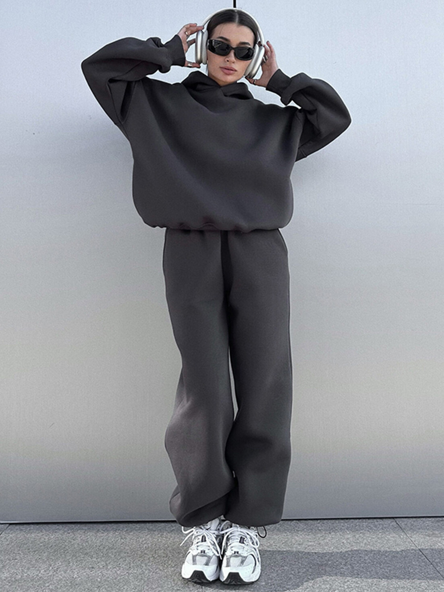 Women's Casual Sporty Hoodie and Skinny Pants Two-Piece Set