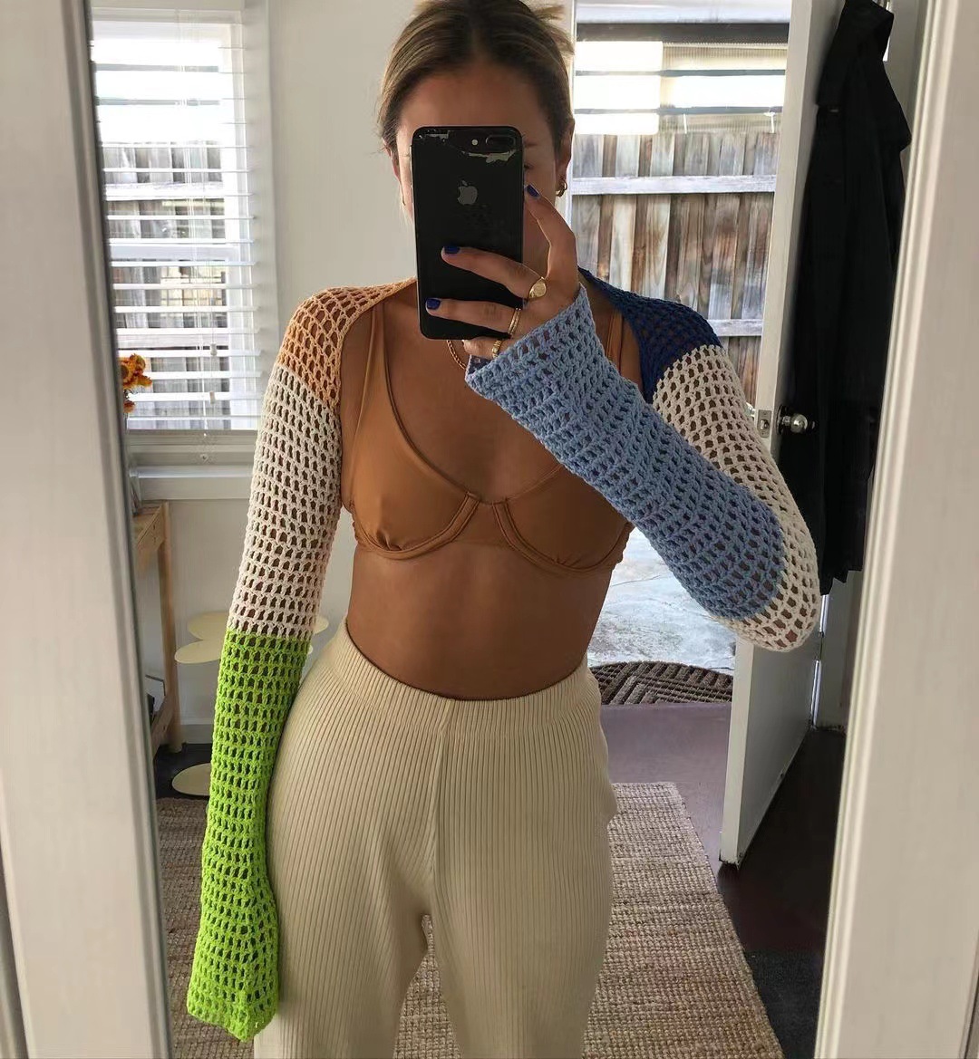 Women's Open-Knit Long-Sleeve Shrug Sweater