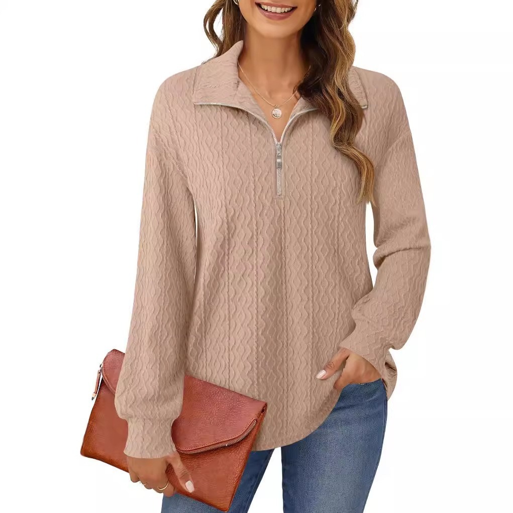 Women's Zip-Up Long-Sleeve Solid Color Hoodie