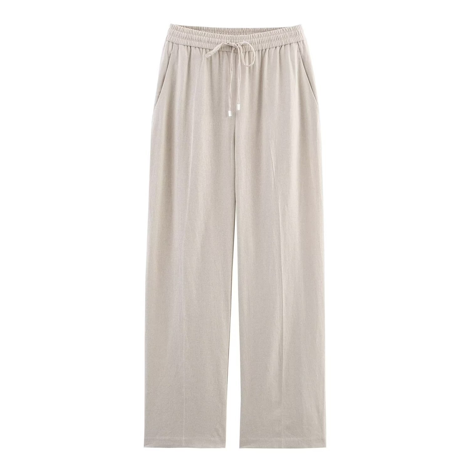 Women's High-Waist Straight-Leg Casual Pants Polyester