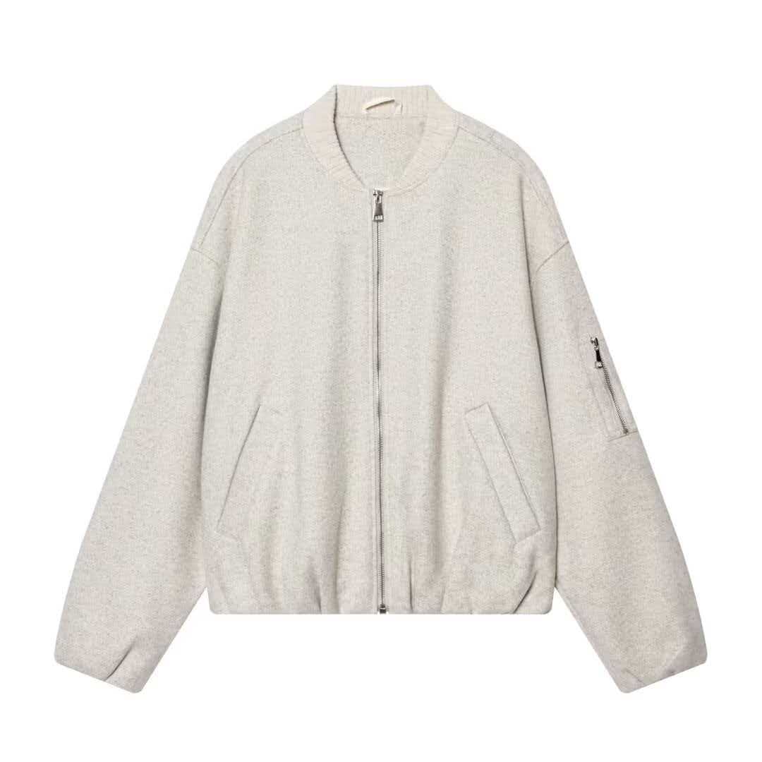 Women's Loose Solid Color Bomber Jacket