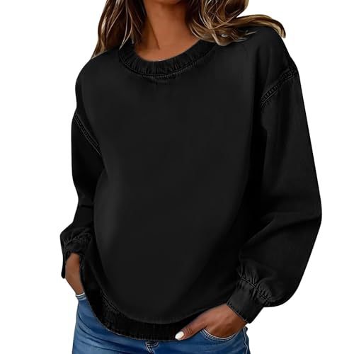 Women's Leopard Print Crewneck Sweatshirt Waffle Knit Long Sleeve