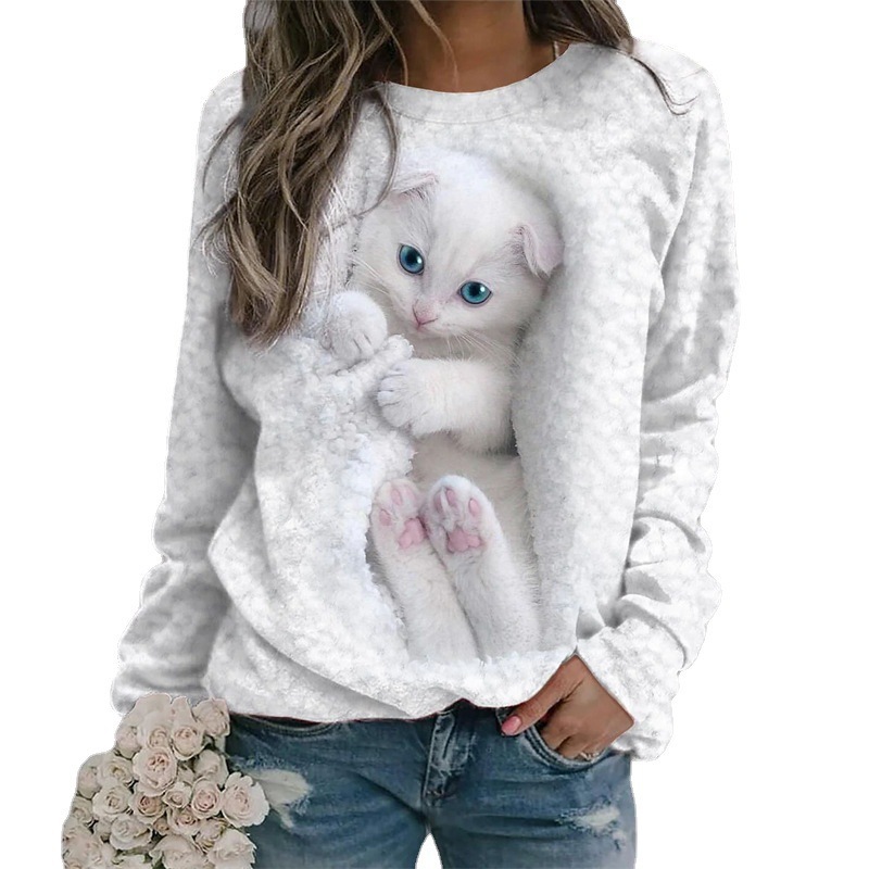 Animal Print Long-Sleeve Crewneck Sweatshirt