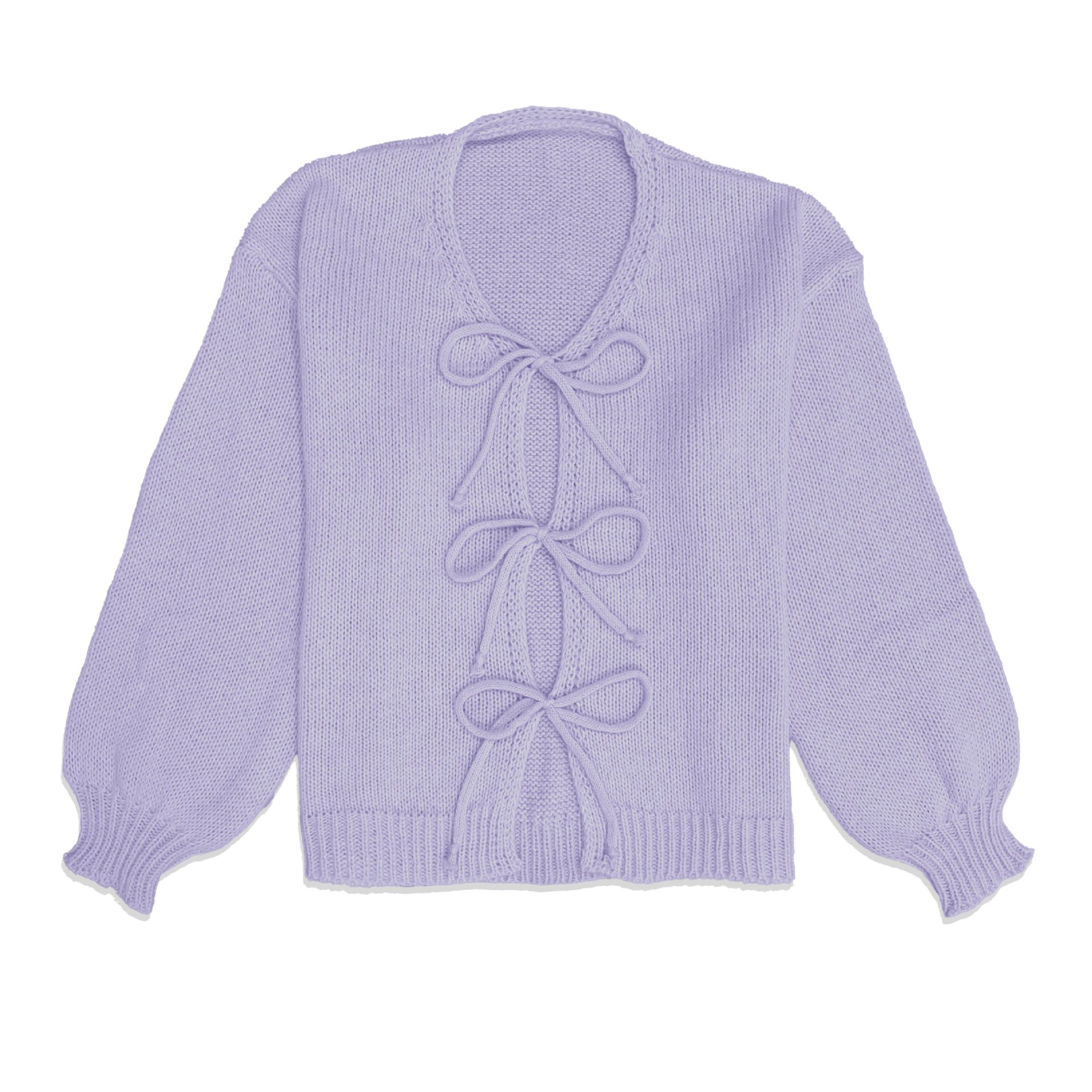 Crewneck Tie-Front Knit Cardigan Sweater