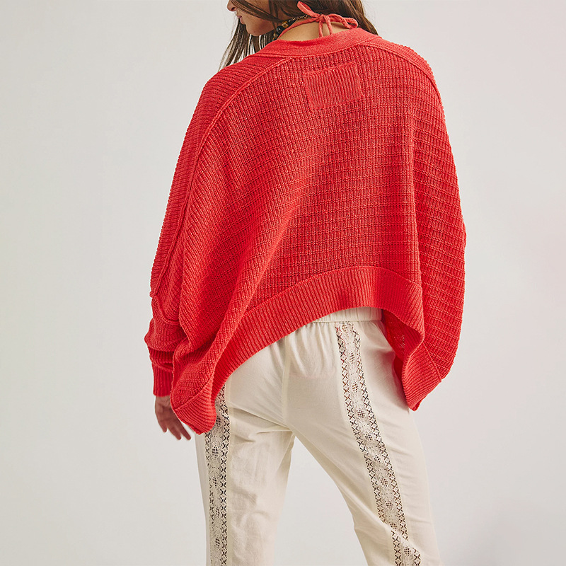 Women's Knit Cardigan Sweater Coat Solid Color Casual Loose V-Neck Long Sleeve