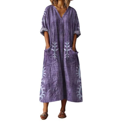 Women's V-Neck Boho A-Line Midi Dress