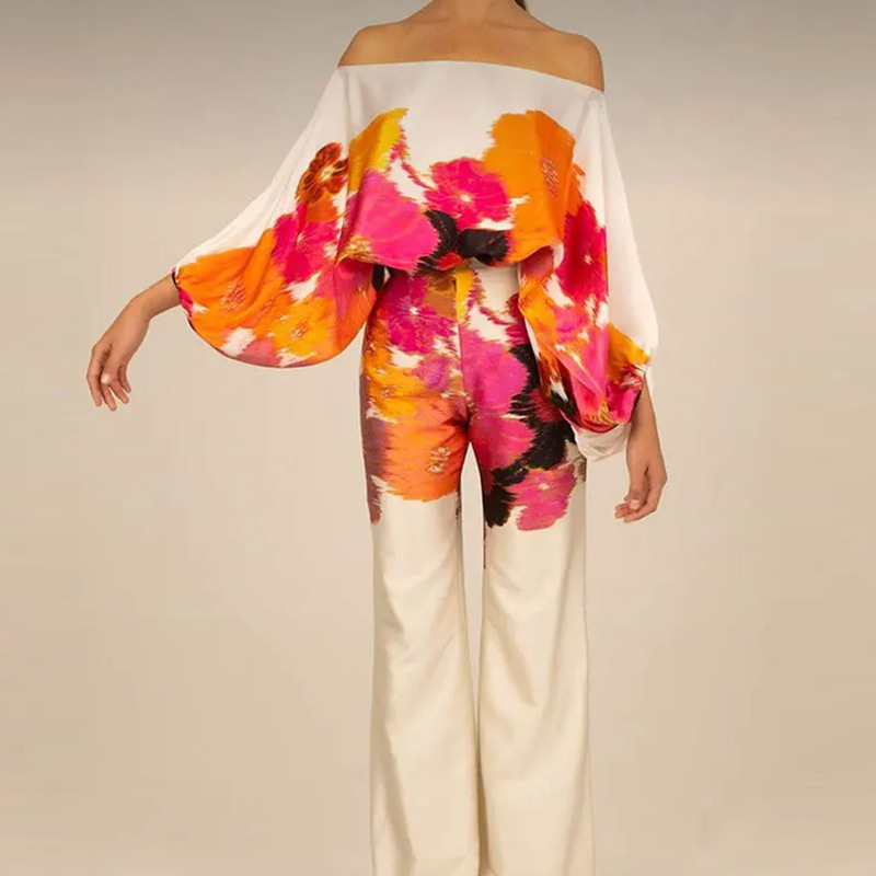 Women's Casual Batwing Sleeve Solid Color Two-Piece Pants Set