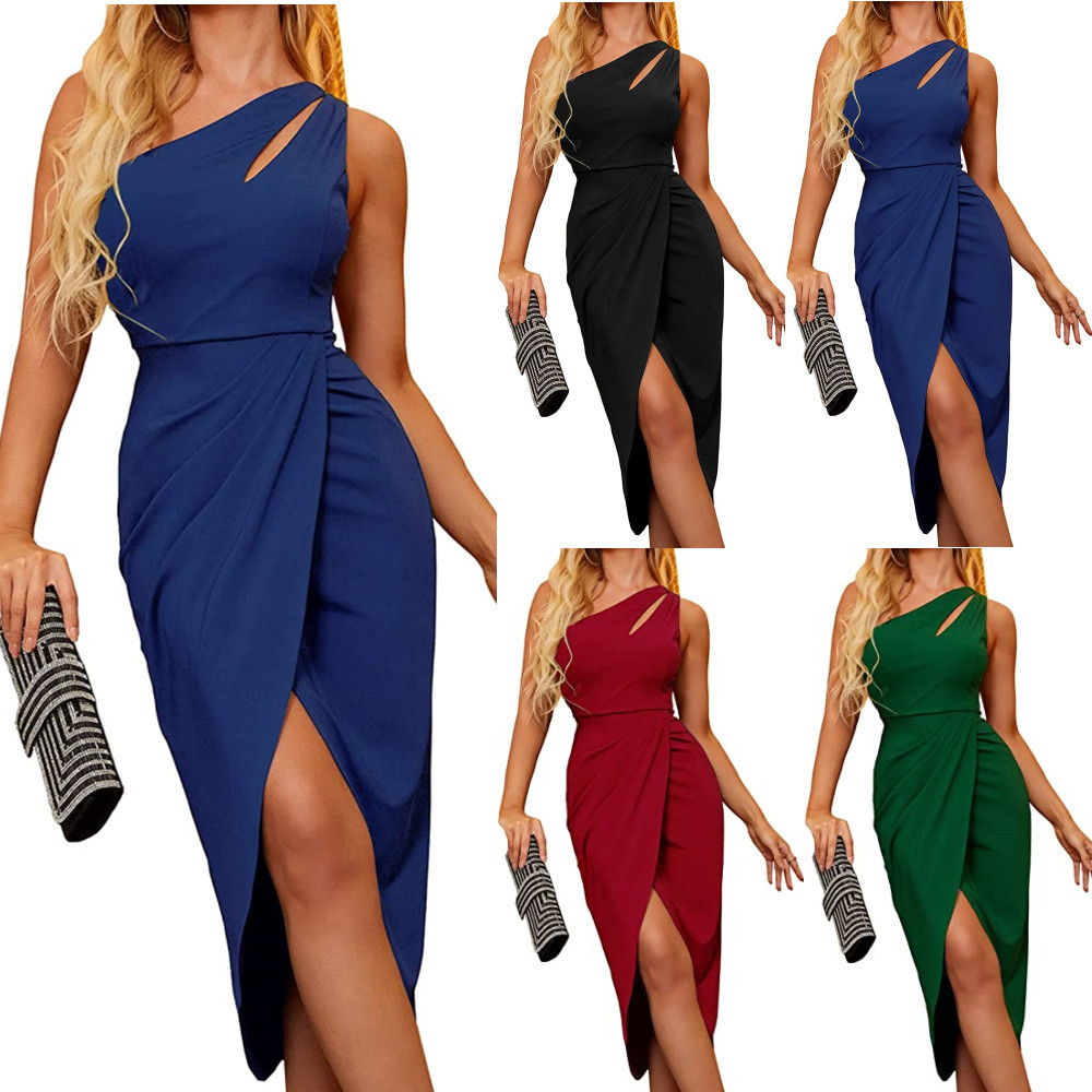 Women's Sleeveless Cutout Open-Back Waist-Cinching Solid Dress
