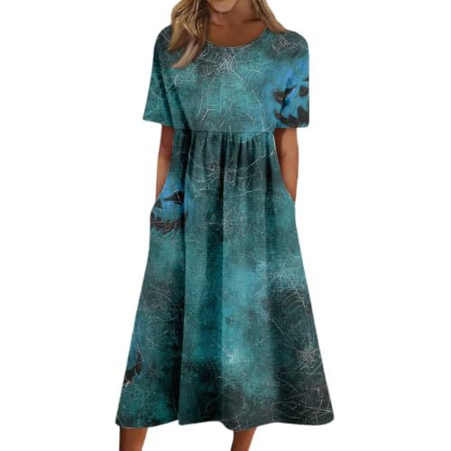 Women's Halloween Print Pleated Midi Dress