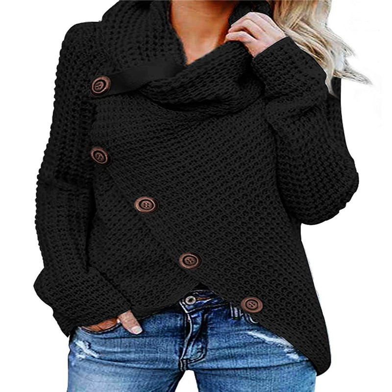 Five-Button Turtleneck Pullover Sweater
