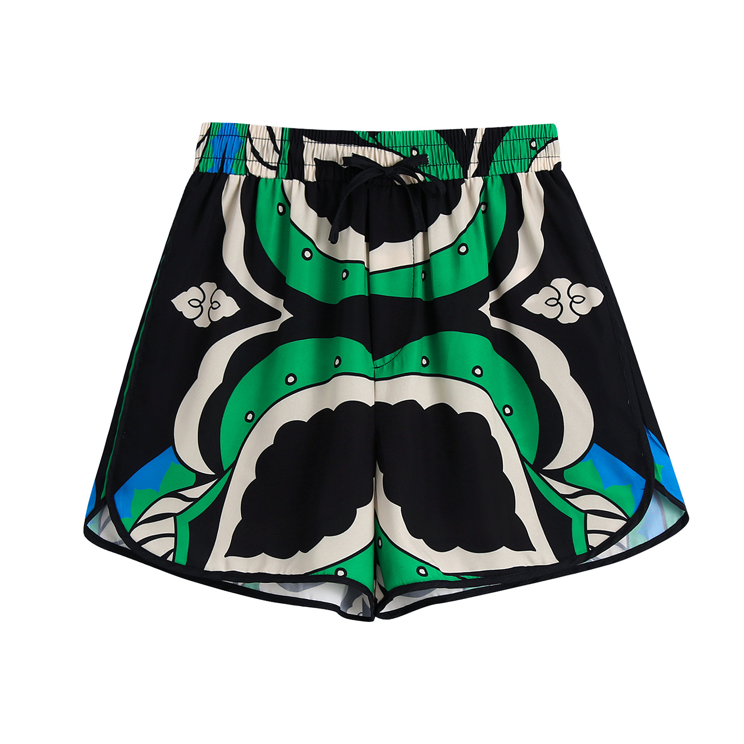 Women's Square Neck Tie Shirt & High Waist Shorts Set