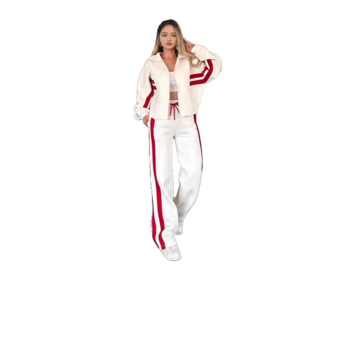 Women's Colorblock Two-Piece Casual Sweatsuit Set Long Sleeve Cardigan Top and Pants