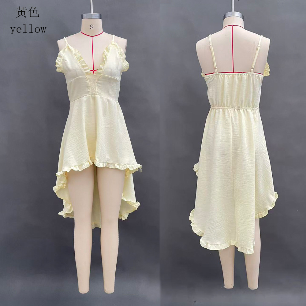 Women's Off-Shoulder Sleeveless Solid Mini Dress with Irregular Hem
