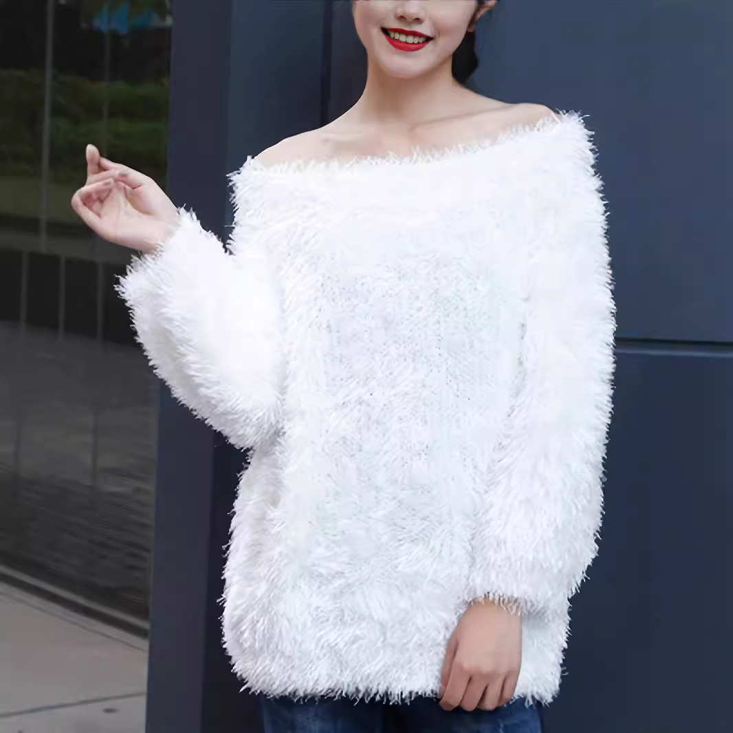 Off-Shoulder Fringed Knit Sweater