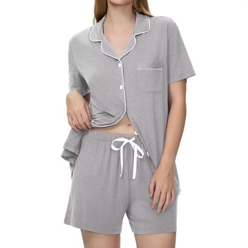 Women's Cuban Collar Short Sleeve Button Set