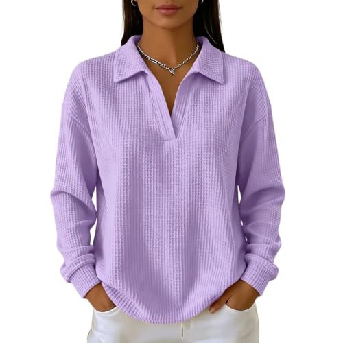 Women's Solid Waffle Knit Hoodie with Collar and Print
