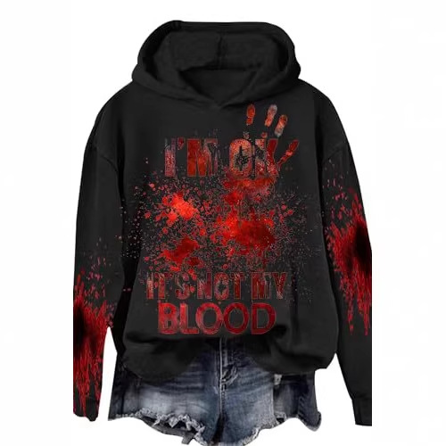 Women's Blood Stain Letter Print Casual Hoodie
