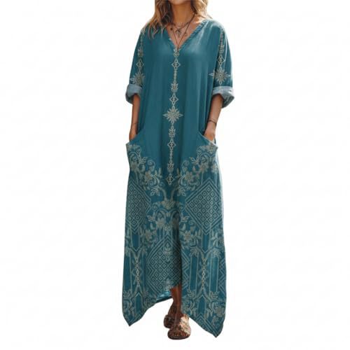 Women's Boho A-Line Midi Dress with 3D Print