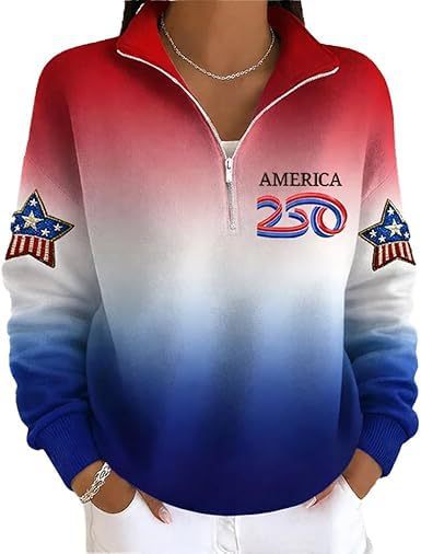 American Independence Print Half-Zip Hoodie