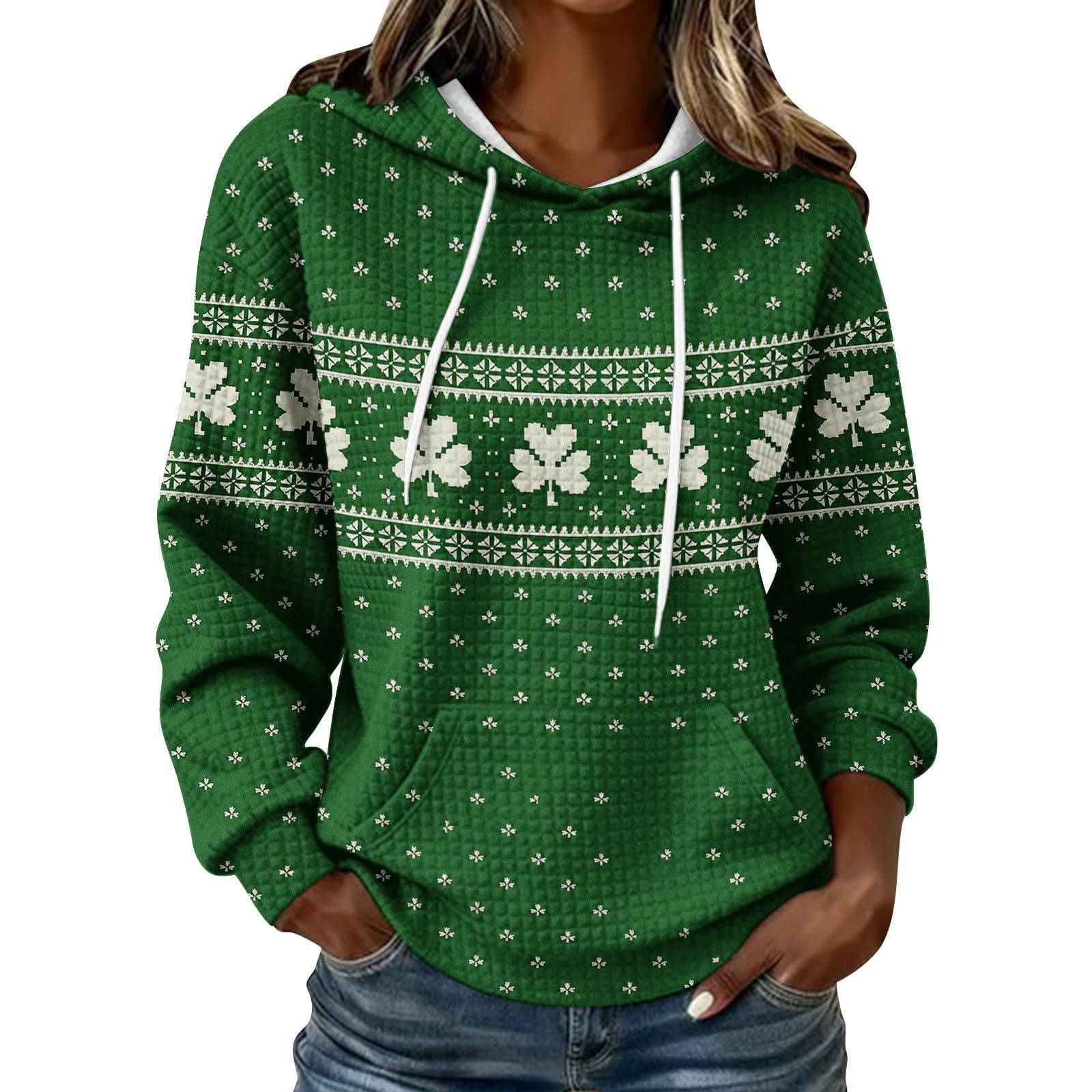 Women's Clover Cross Letter Print Hoodie