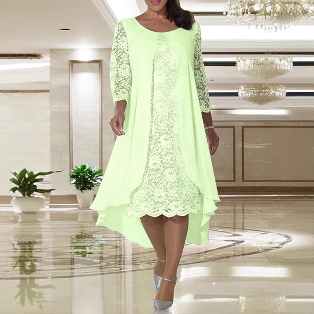 Lace Long Sleeve Chiffon A-Line Bridesmaid Dress