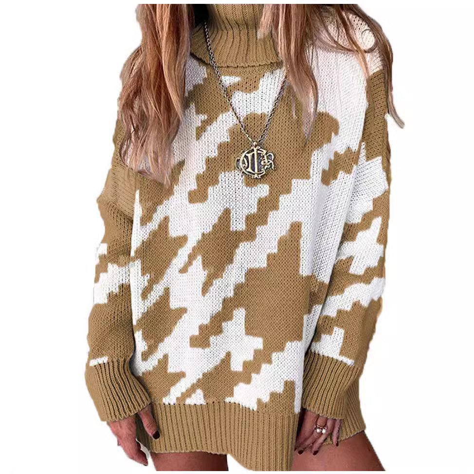 Women's Color-Block Collared Midi Knit Sweater
