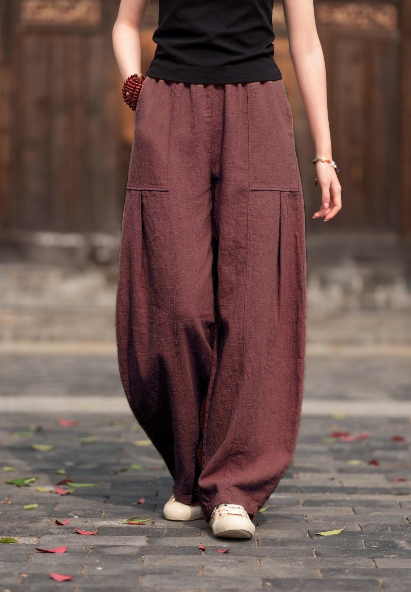 Women's Retro Loose Wide-Leg Lantern Pants Casual