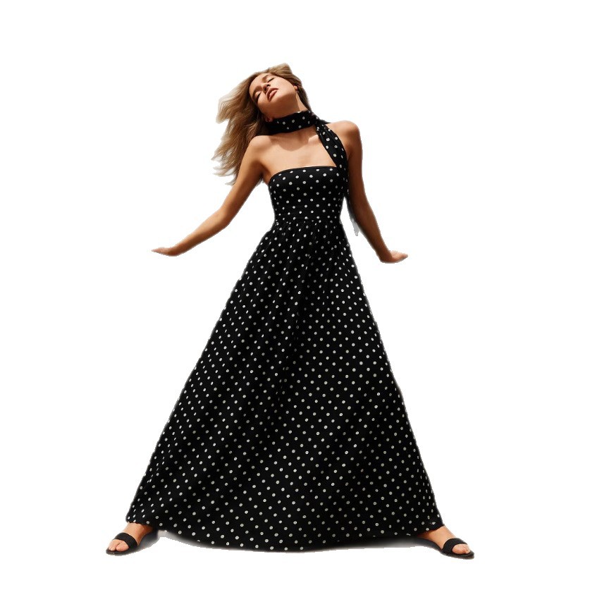 Women's Polka Dot Off-Shoulder Cami Dress with Straps