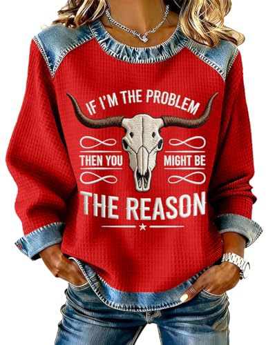 Women's Tribal Bull Head Print Crewneck Sweatshirt