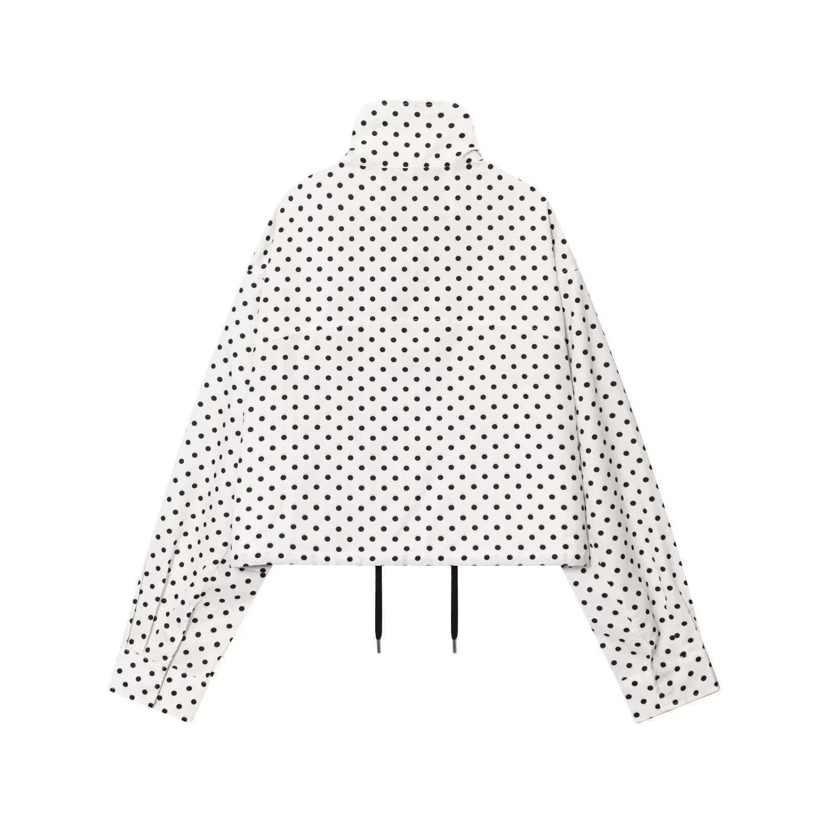 Women's Polka Dot Seersucker Drawstring Zip Jacket