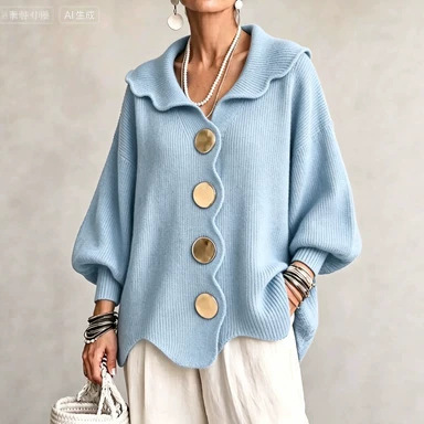Women's V-Neck Long Sleeve Knit Sweater Top