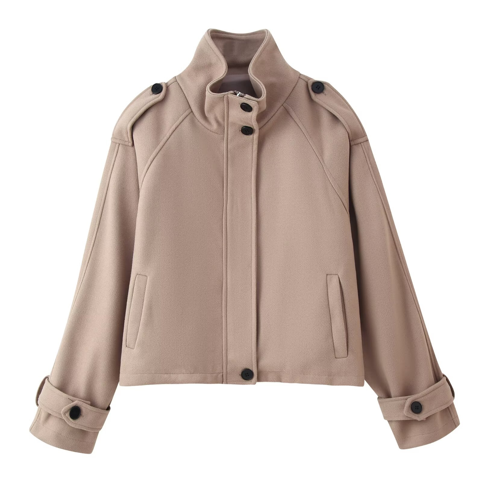 Women's Loose Stand Collar Button-Up Jacket