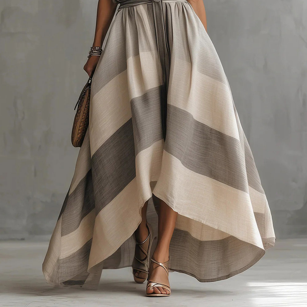Sleeveless Striped Tie-Waist Maxi Dress
