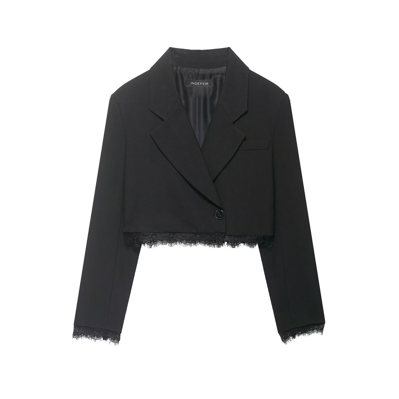 Lace-Trim Cropped Blazer and Shorts Set
