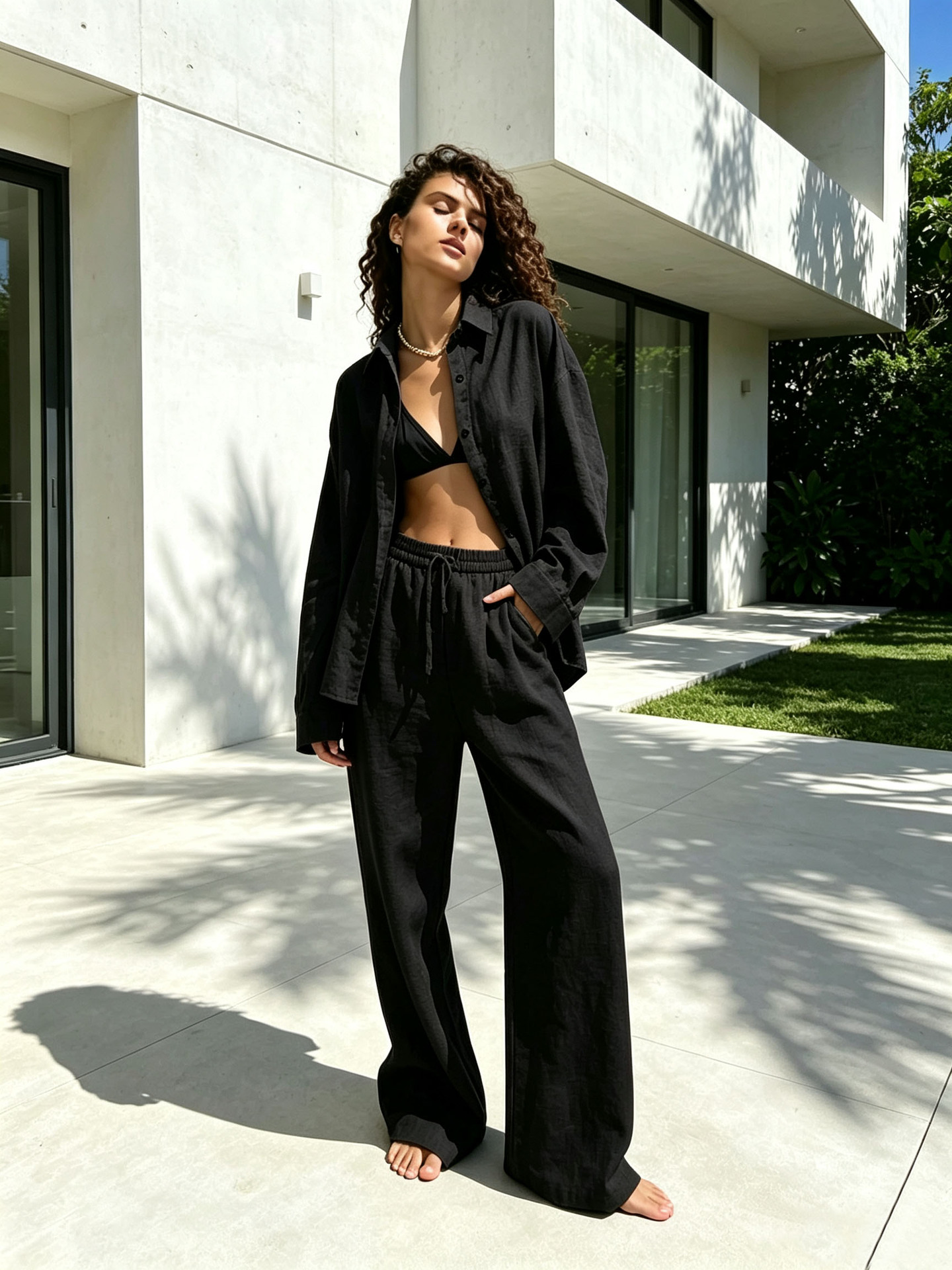 Women's Long-Sleeve Cardigan Two-Piece Casual Set