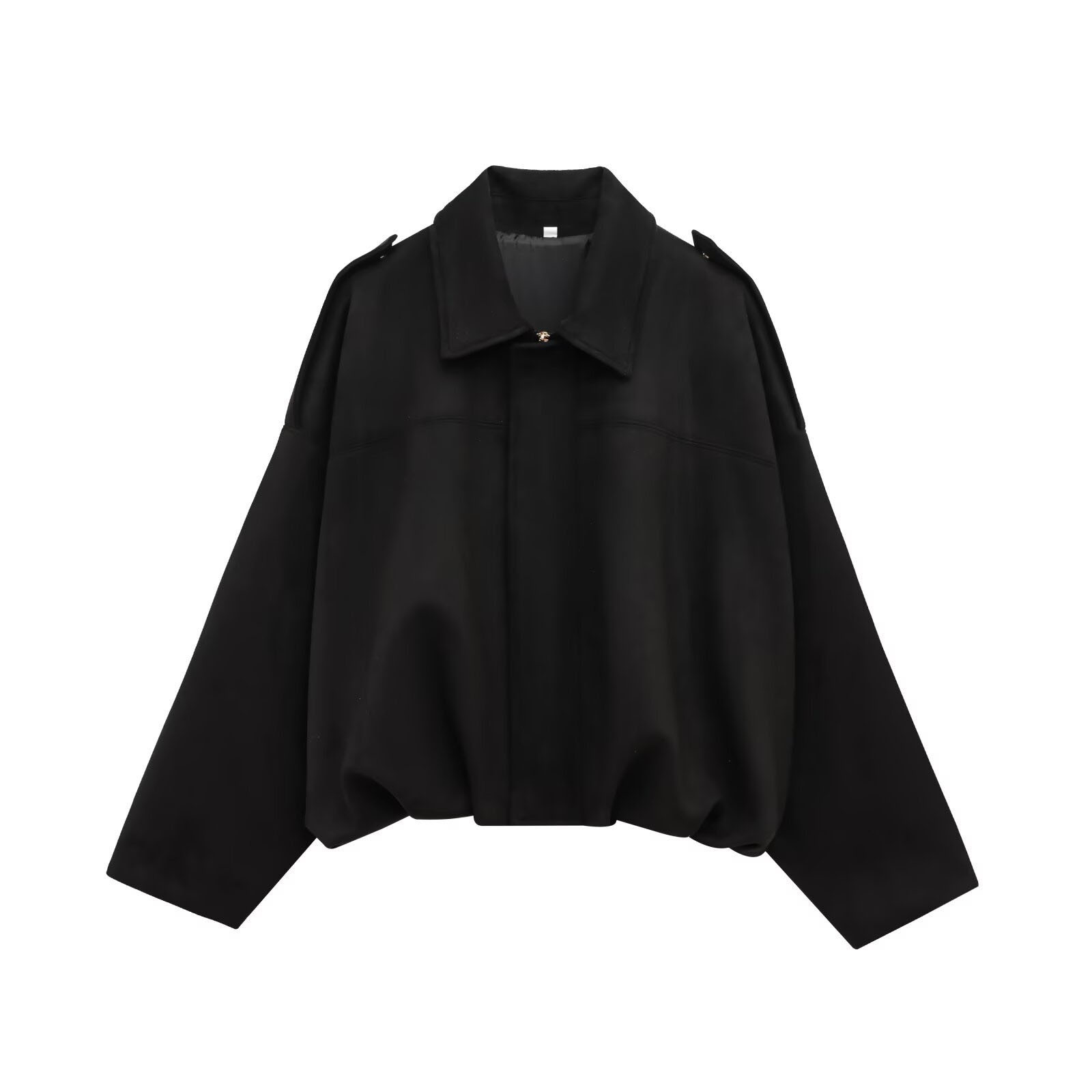 Women's Faux Suede Bomber Jacket with Batwing Sleeves and Zip Front