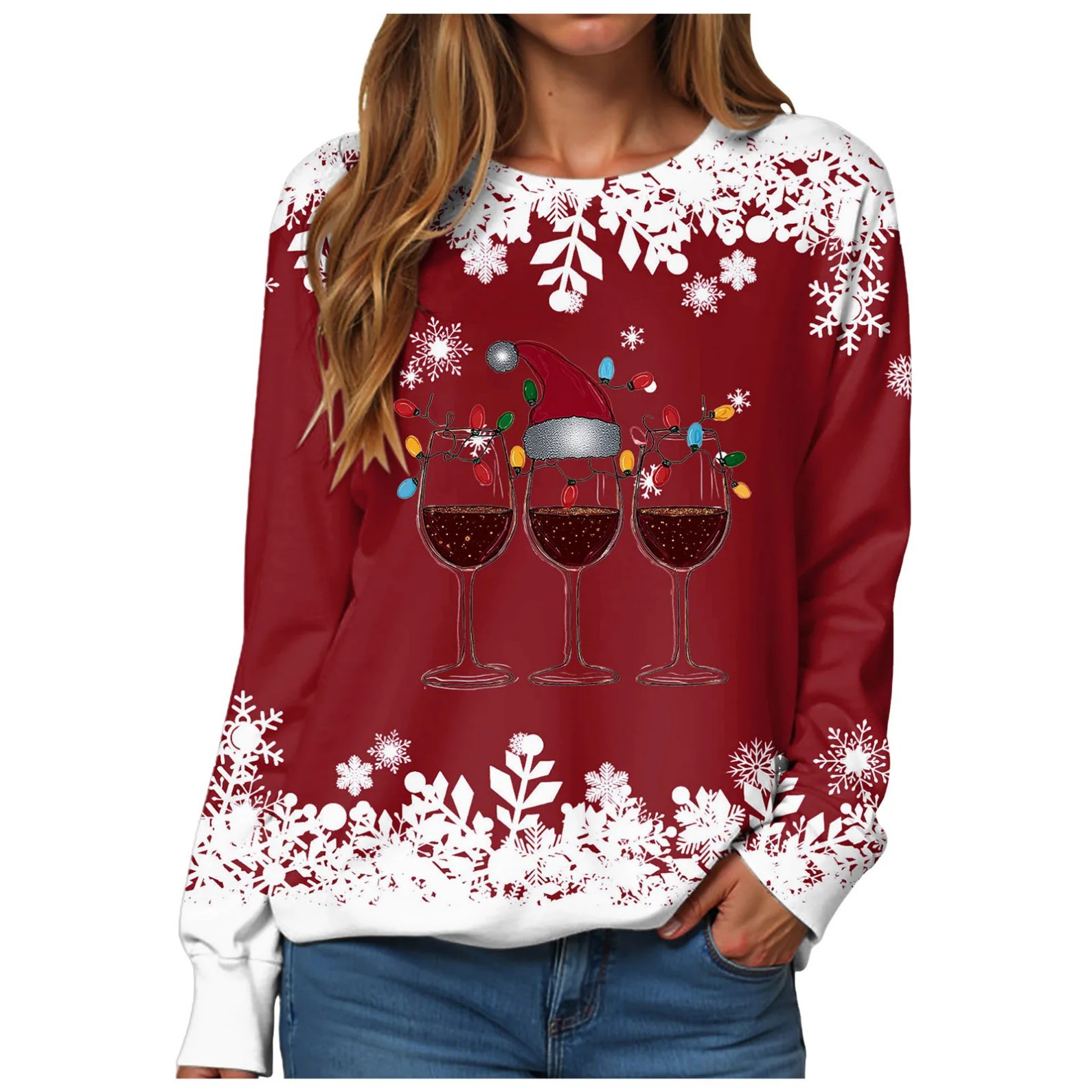 Women's Christmas Print Crewneck Sweatshirt