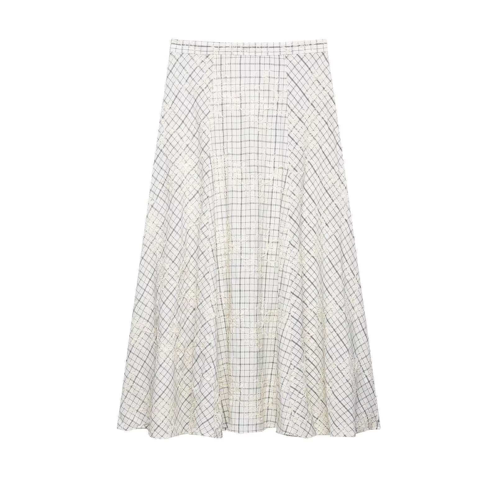 Women's Plaid Ruffle Drawstring Top and Skirt Set